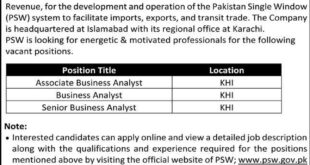 Pakistan Single Window Jobs